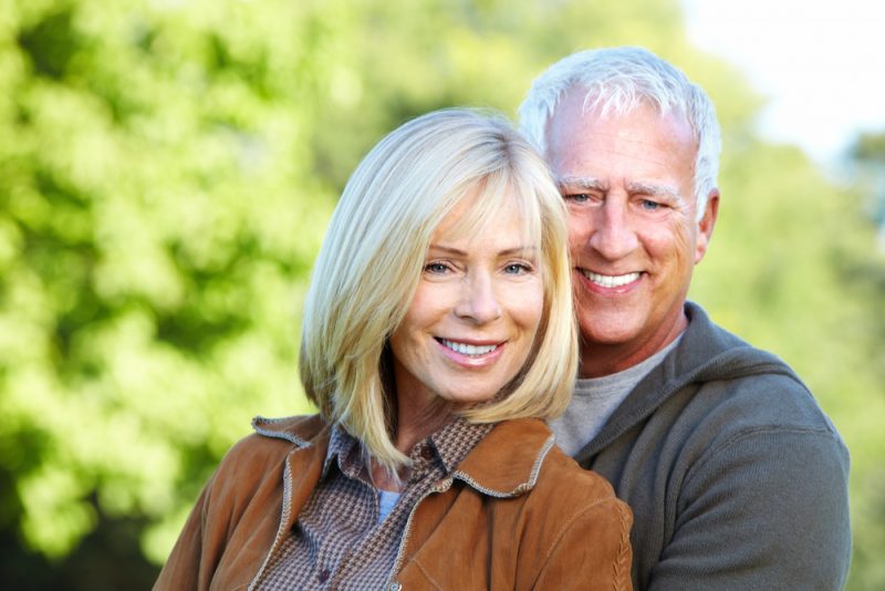 Elderly couple smiling