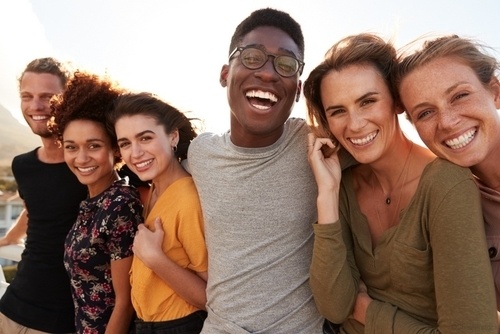 happy group smiles