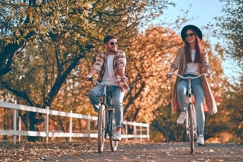 Couple Riding Bikes