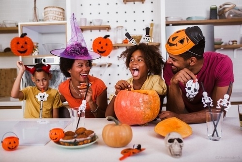 Family Carving Pumpkins